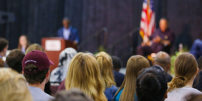 Students listen to the Jesse Jackson talk.