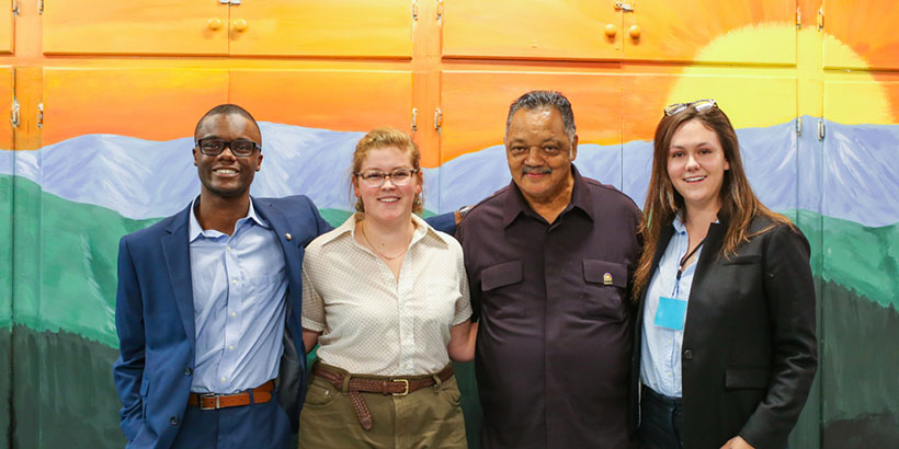 From left to right: Myles Cooper, Elizabeth Janes, Jesse Jackson and Leilani Doneux.