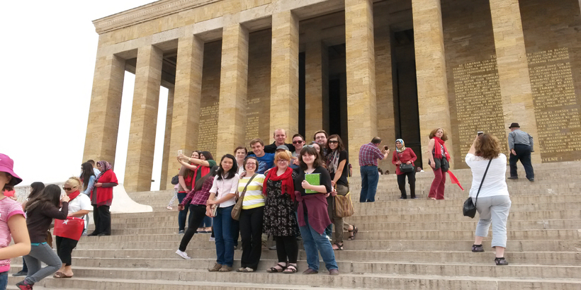 Roanoke students standing on steps
