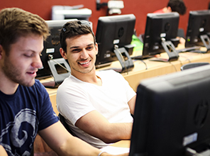 Students working at computers