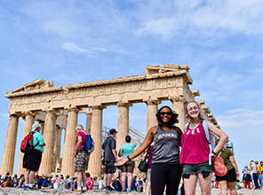 students in front of the parthenon