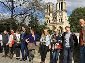 Students by the Notre Dame