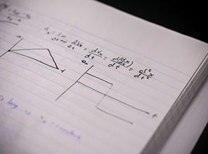 Closeup of calculations in a notebook