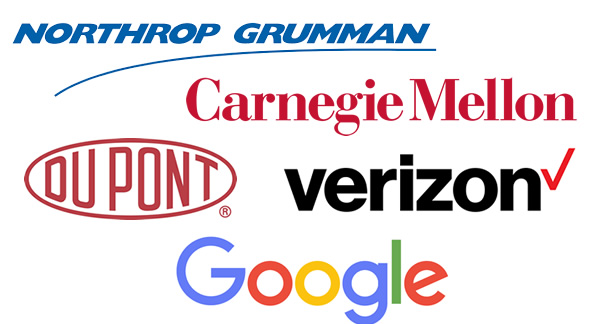 Logos of: Northrop Grumman, Carnegie mellon, DuPont, Verizon, Google