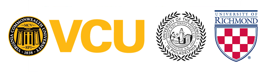 Logos of: Virginia Commonwealth University, University of Richmond, University of the Sciences in Philadelphia, 