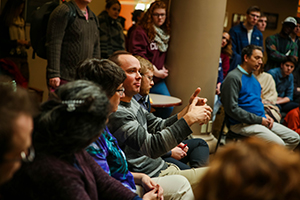 Dr. Parsons speaking to students at at teach-in