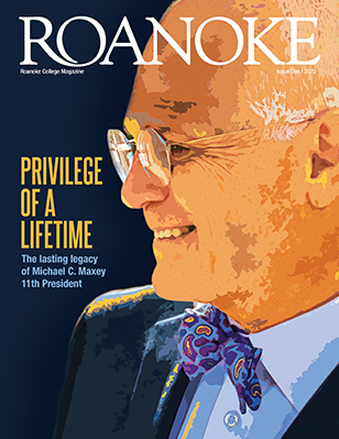 the cover of the first issue of roanoke college's 2022 magazine - features illustrations of alumni