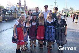 Students is traditional German clothes 