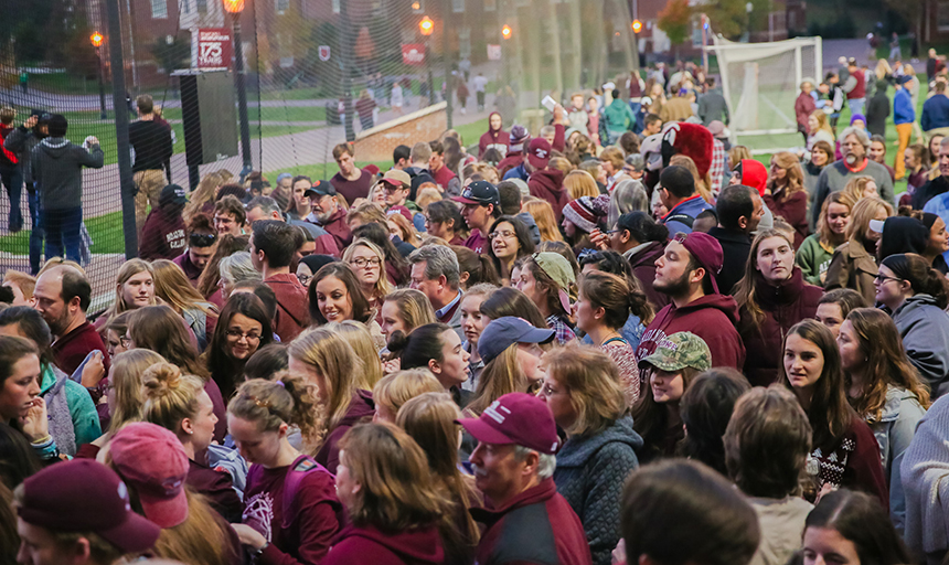 Mad dash of students for giveaway items