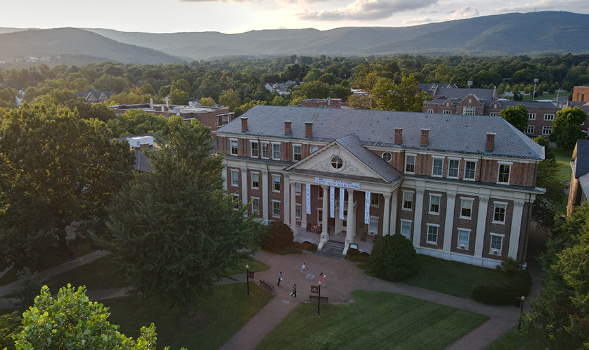 Administration building near sunset