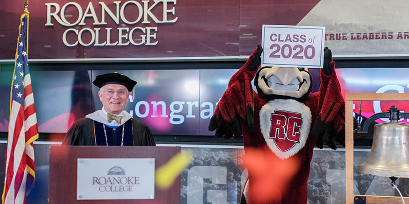 President Maxey with Rooney at the conferral of degrees ceremony