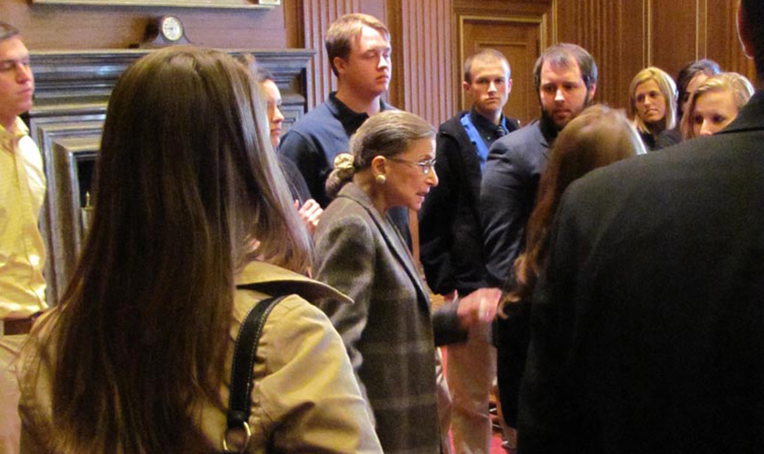 Roanoke College students with Justice Ginsburg
