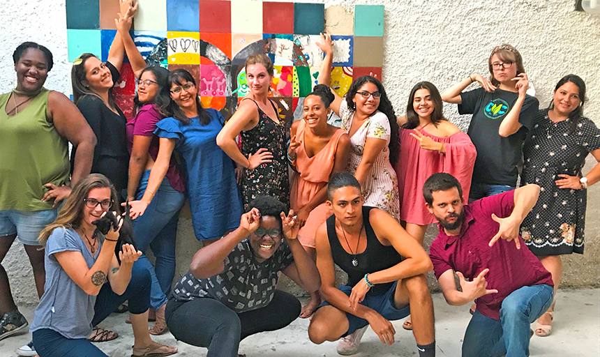 students and faculty pose for pictures in Mexico