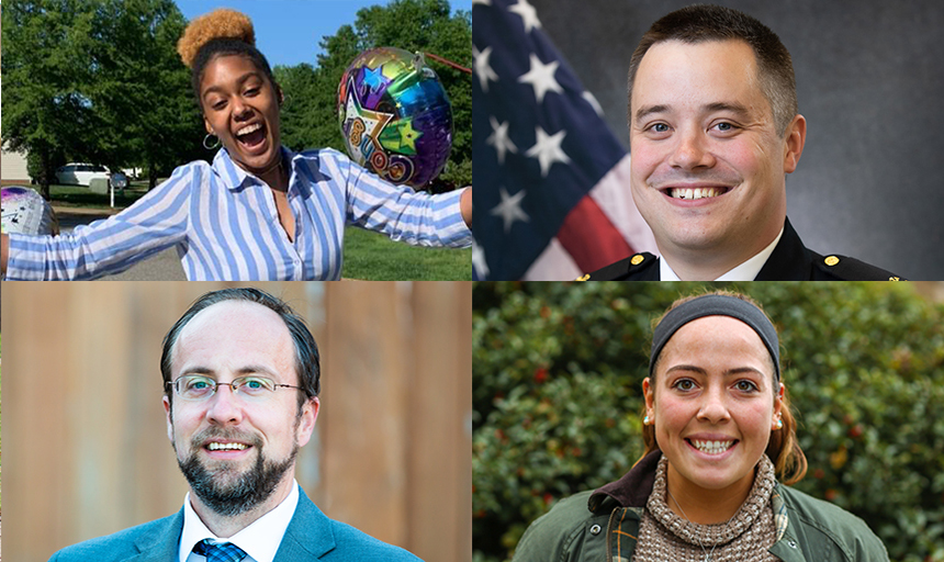 Four alumni smiling