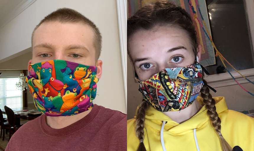 Students wearing cloth face masks