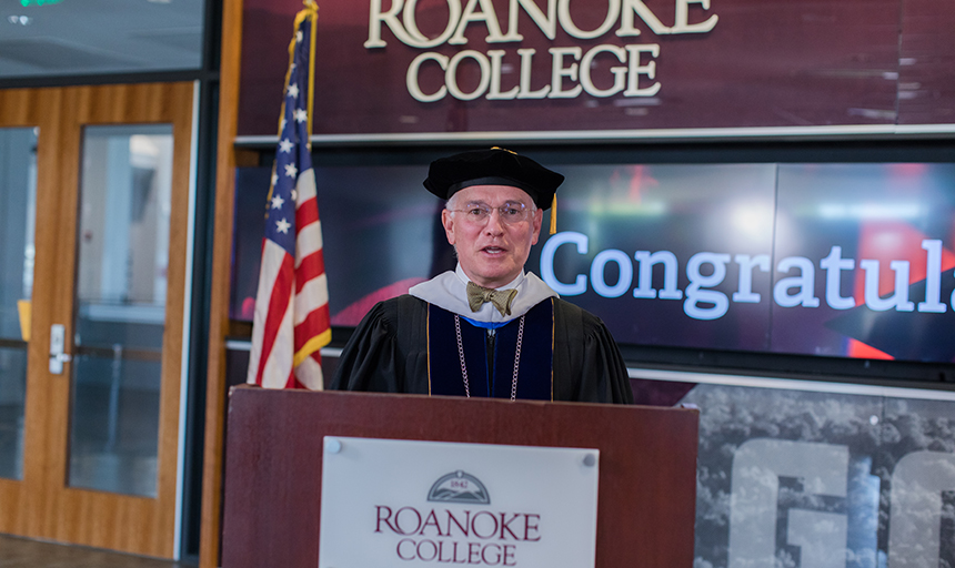 President Mike Maxey speaks at the Conferring of Degrees