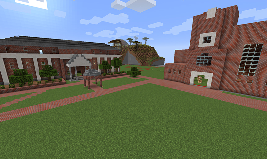 Minecraft recreation of college quad