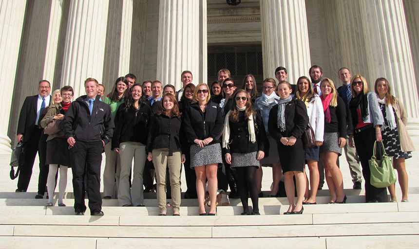 Roanoke students on the steps of US Supreme Court