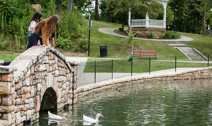 Students at the Salem Duck Pond