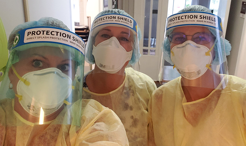 Student Health Center nurses masked up