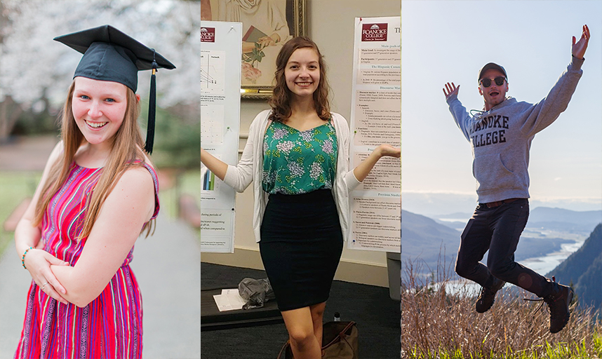 Three students smiling