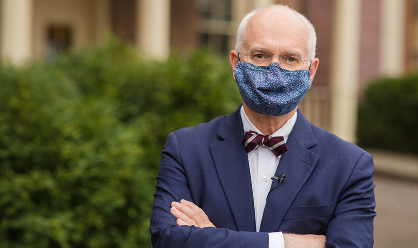 President Mike Maxey wearing cloth face covering outdoors