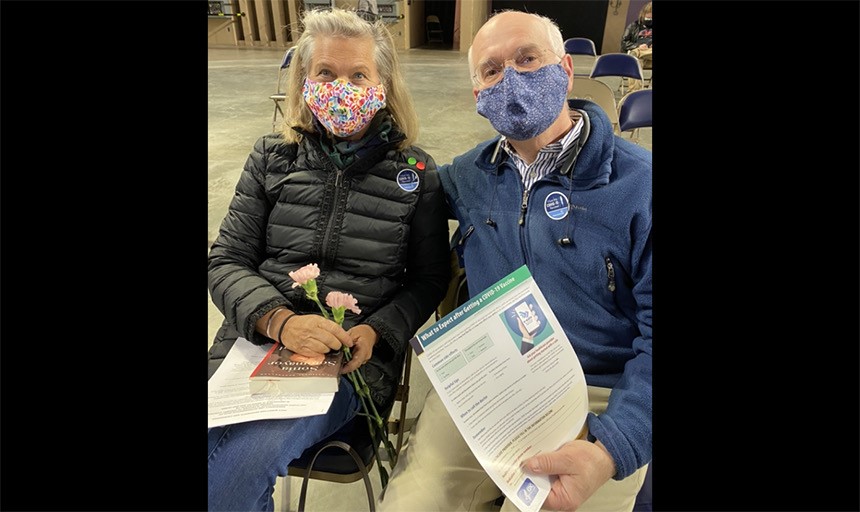 President and Mrs. Maxey at the vaccine clinic