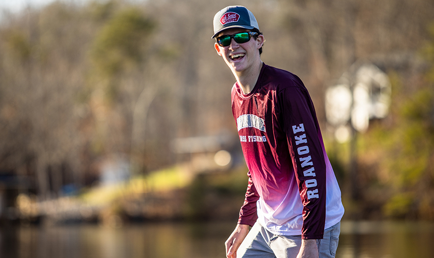 Fisherman smiling while wearing Roanoke jersey