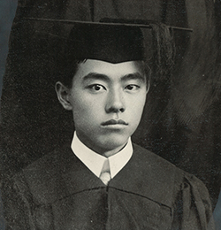 Kim Kyusik pictured in graduation cap and gown