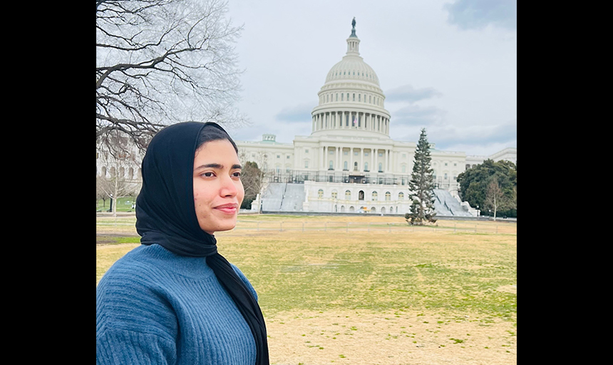 Fariha Sehar in front of U.S. Capitol