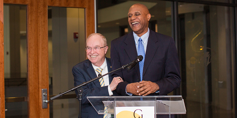 Ken Garren and Ken Belton at podium