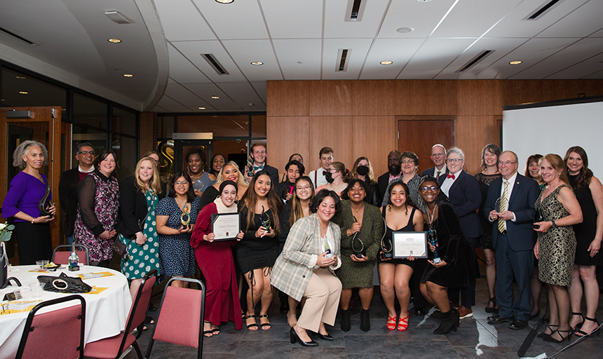 All the Garren Award winners stand together with their awards