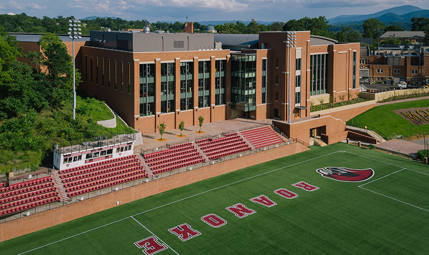 Kerr Stadium with athletic field and Cregger Center in background