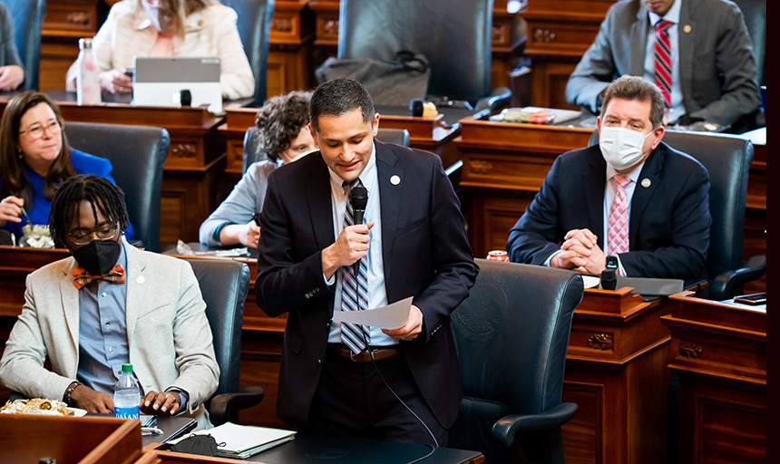 Delegate Sam Rasoul speaks on the floor of the Virginia House of Delegates