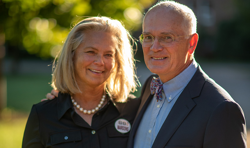 Terri and Mike Maxey standing outside in sunshine