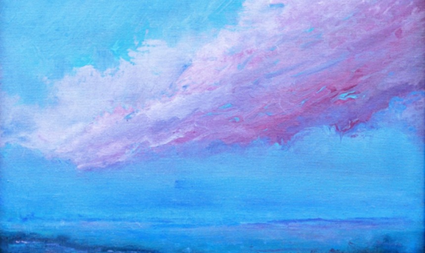 Painting of a pink cloud