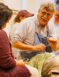 Scott Hardwig in ceramic class