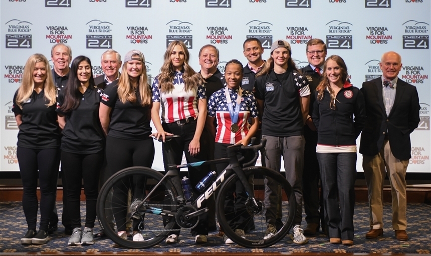 Cycling team poses for a photo