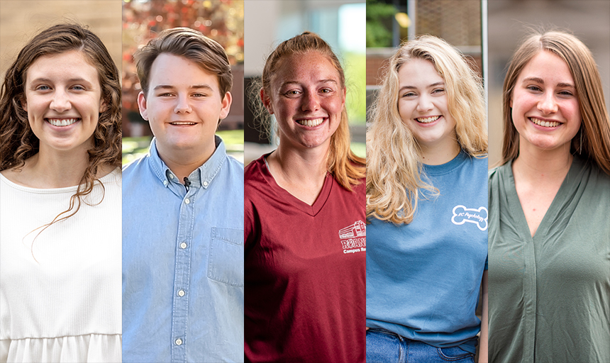 Five students smiling