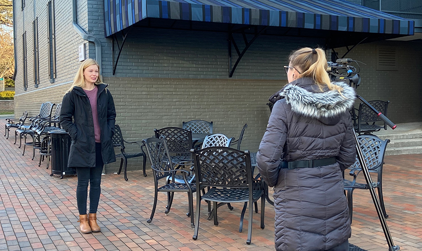 Dr. Chelsea Peters being interviewed by WDBJ7