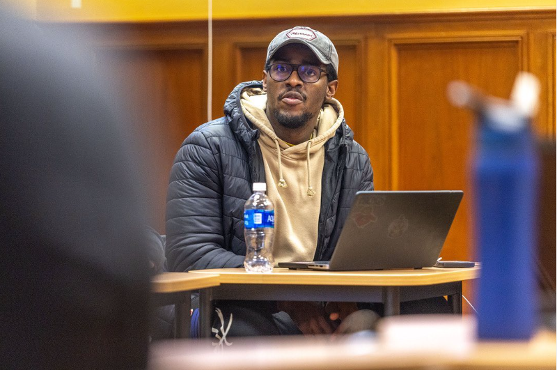 Arlo-Andre Allotey in class