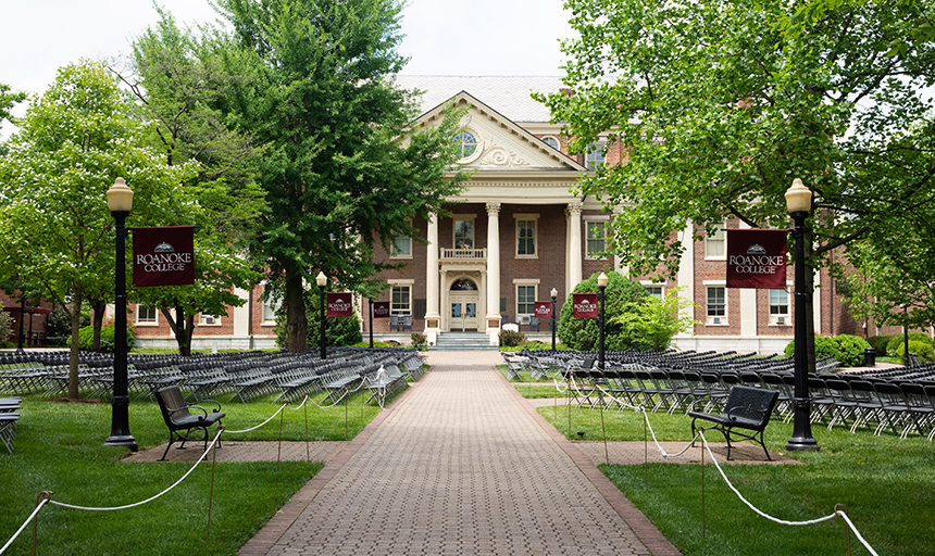 The campus is all set up for Commencement.