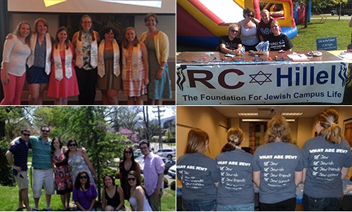 collage of four photos of hillel members at events