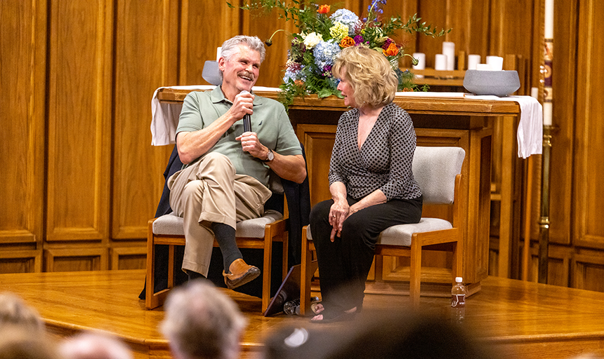 Jeff and Marianne Sandborg at their Alumni Weekend retirement celebration, which was attended by many former Roanoke College choral alumni.