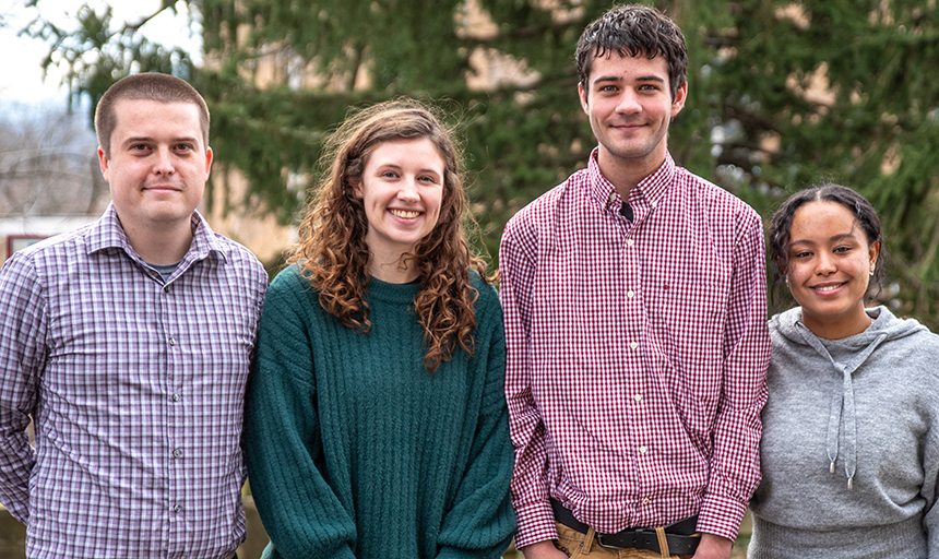 James Rowe '23, Lilly Blair '22, Cyrus Pace '23 and Selam Mekonnen '23