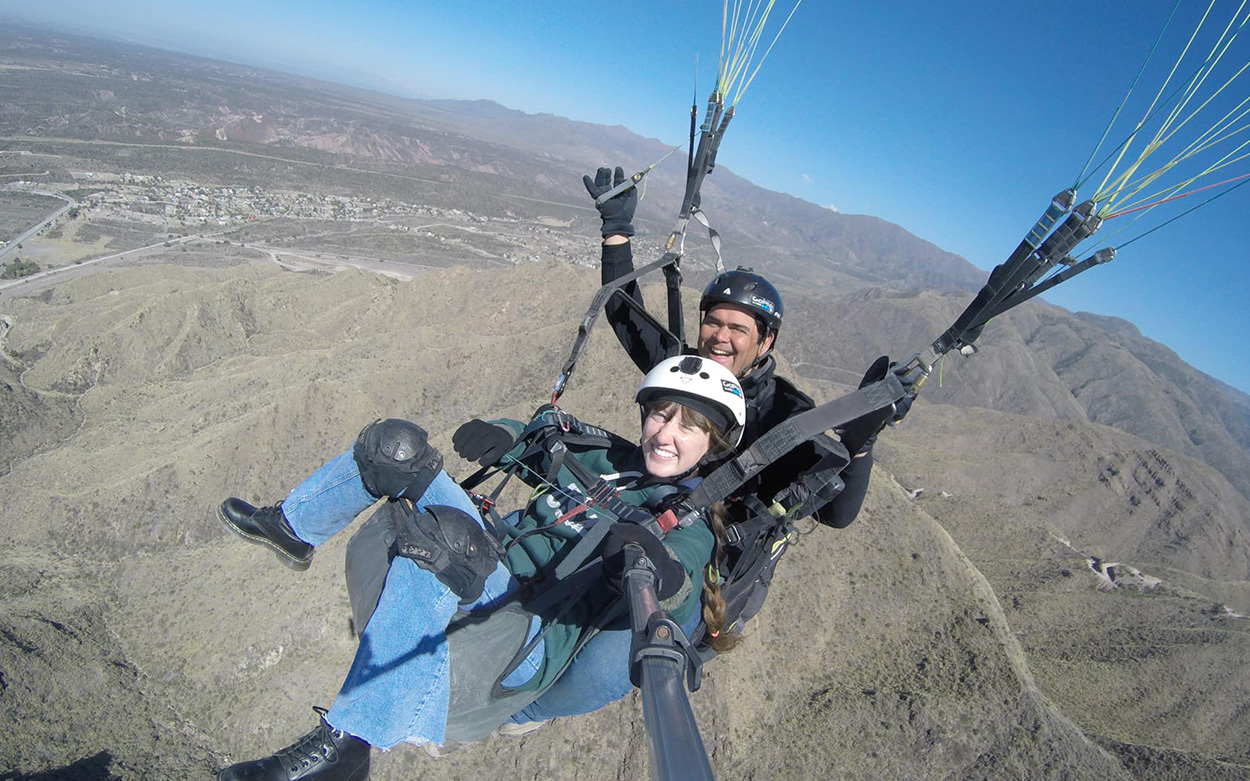Autumn Goff in the air while paragliding