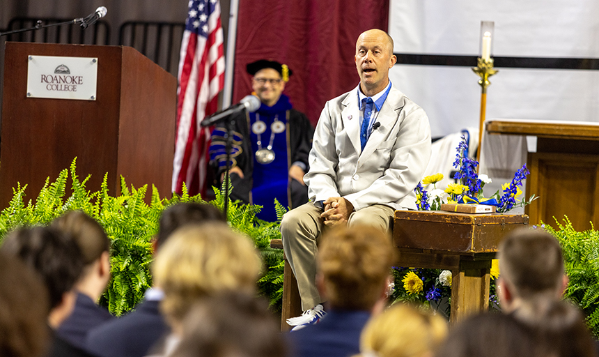 The Rev. Chris Bowen channels Forrest Gump for his Baccalaureate message to the Class of 2023.
