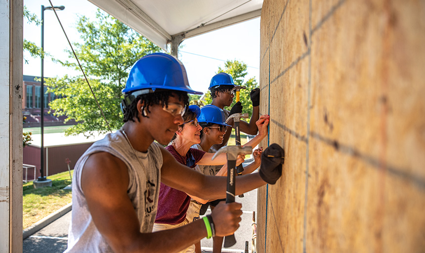 Students working on the R House Construction Project.