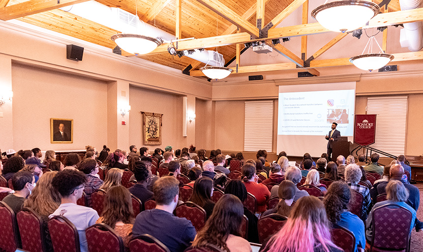 Photo of audience gathered in Wortmann Ballroom for 2023 Virginia Conference on Race keynote address