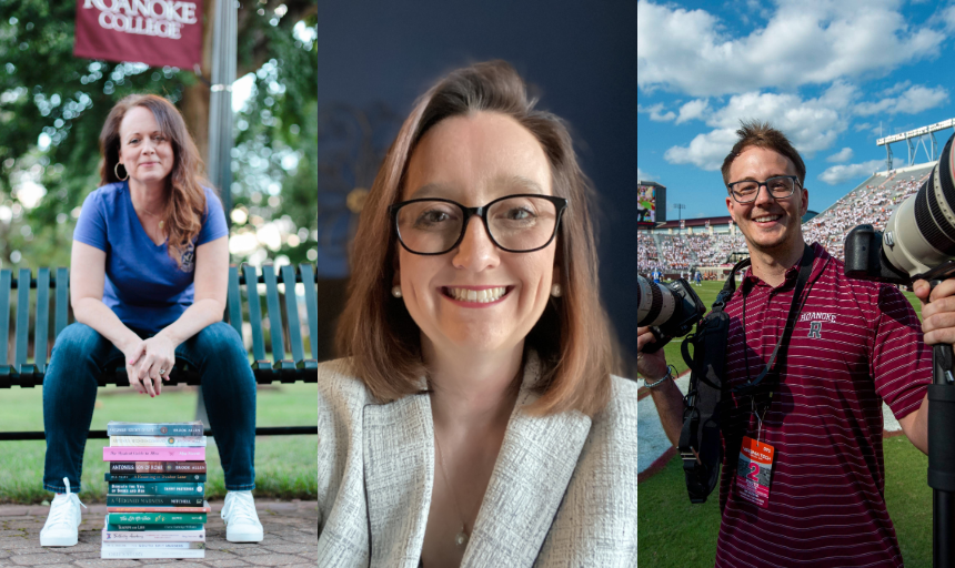 individual photos of three alumni in a row